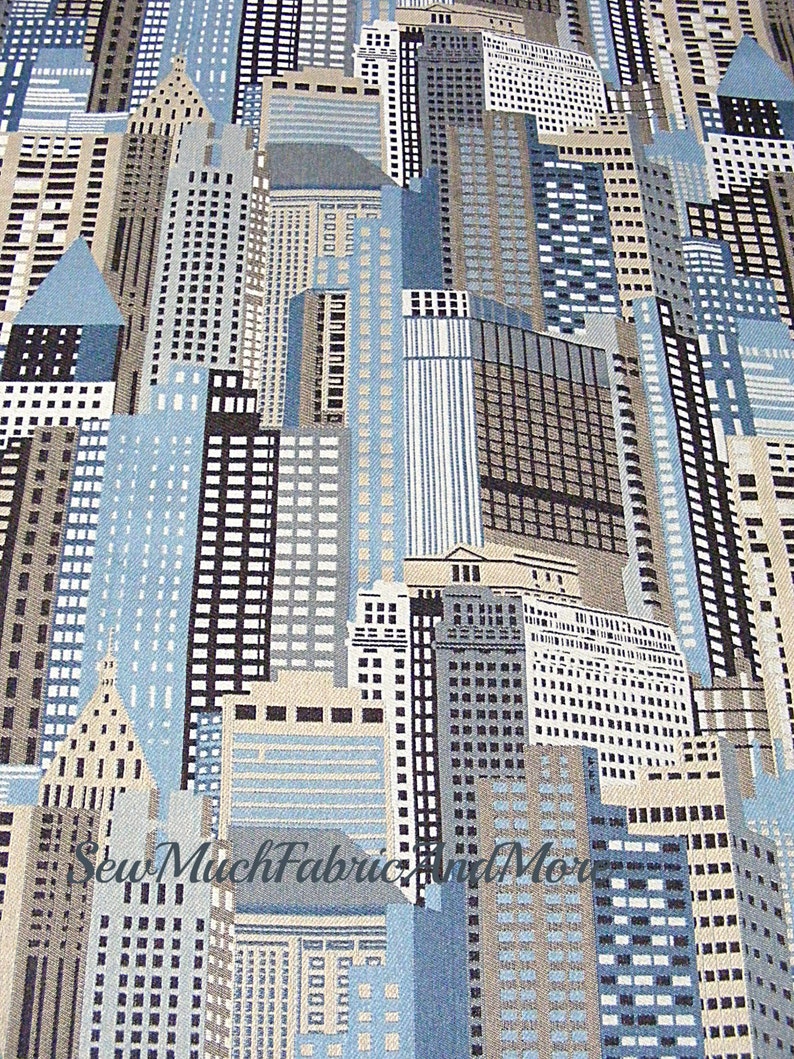 Skyscrapers~Citiscape Upholstery fabric~By the yard~ Damask~59 wide