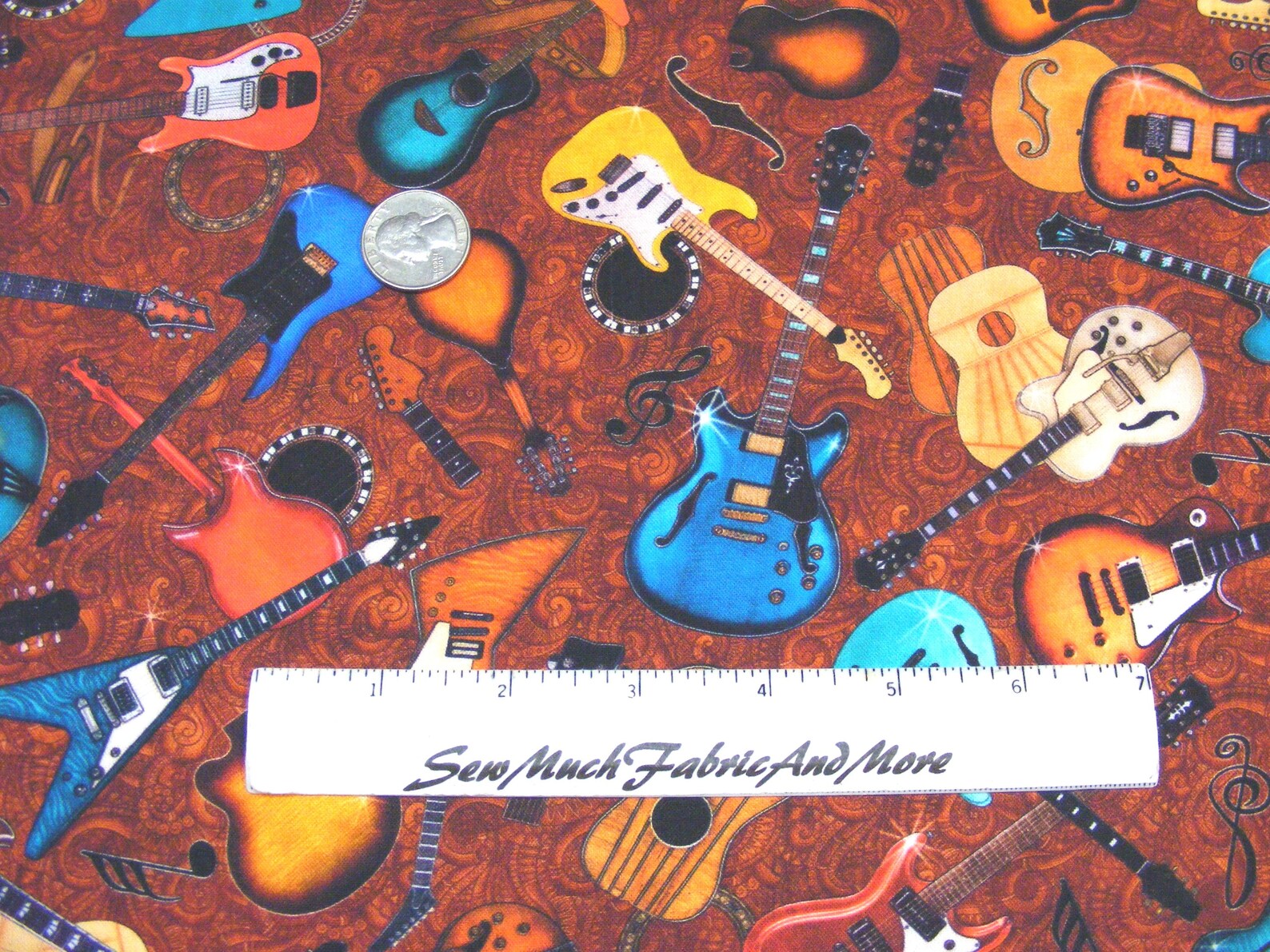 Good Vibrations Guitars Fabric Panel & Coordinating Fabric3 Etsy