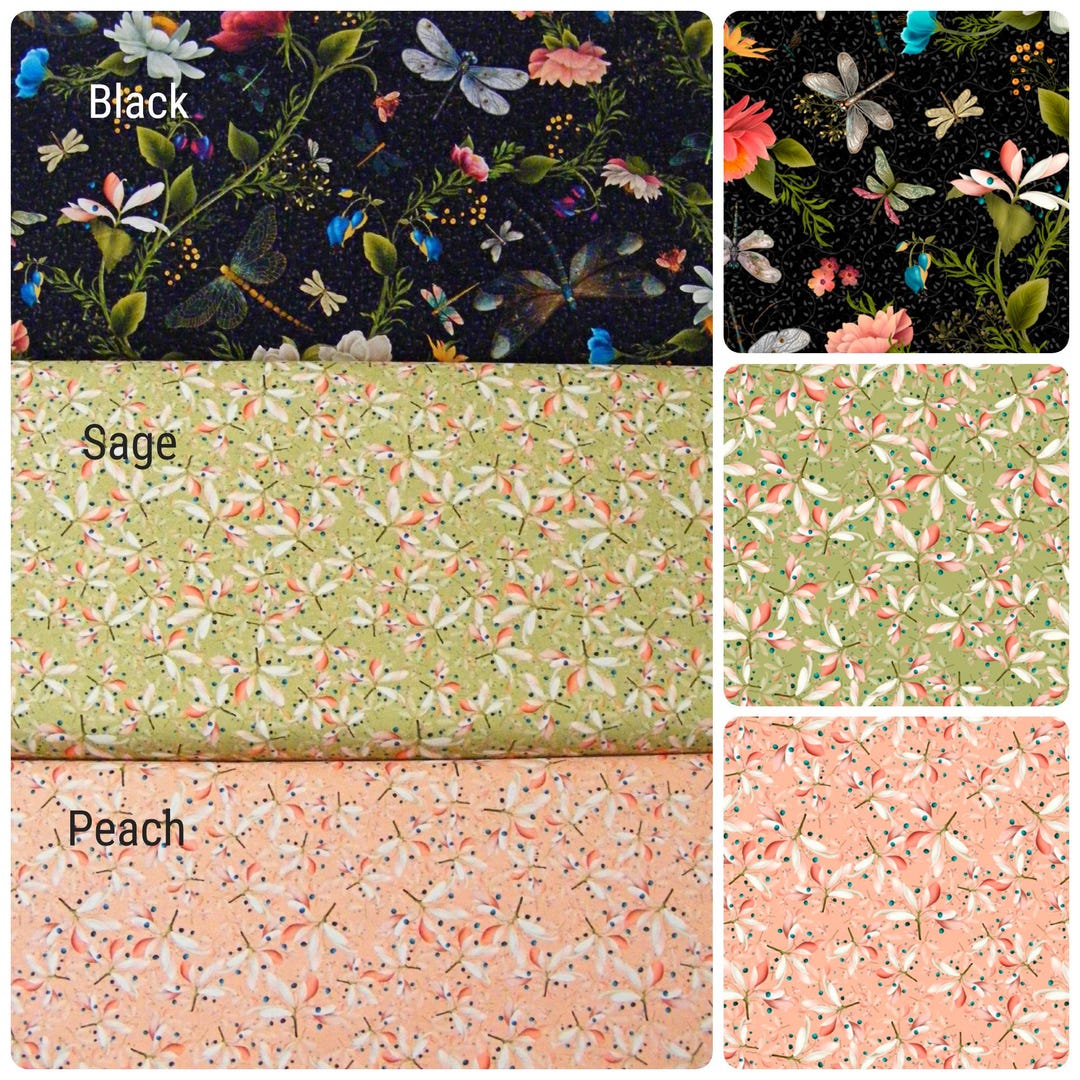 Kaleidoscope Dragonfly Satin Fabric By the Yard Pre Order