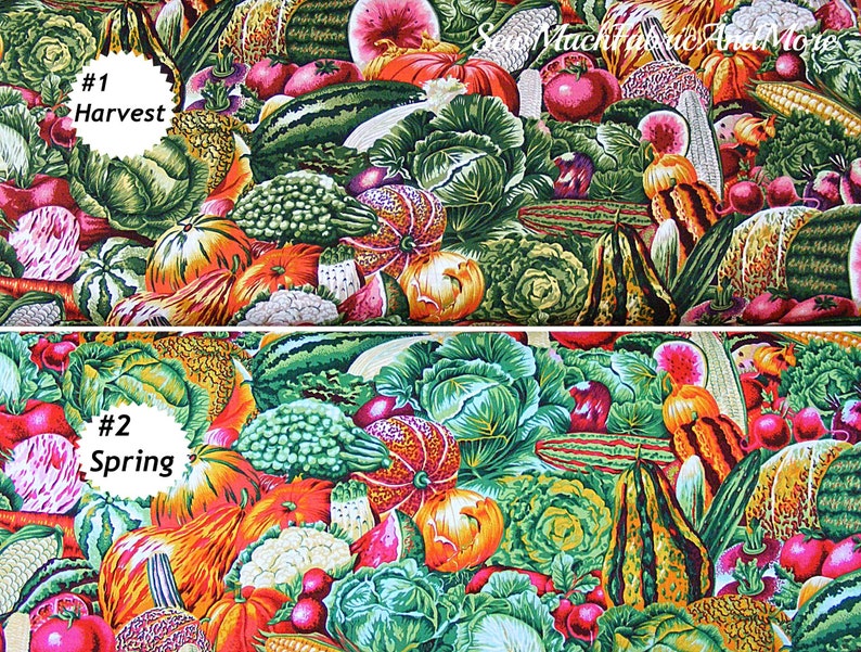 Vegetable Garden Fabriccollage of Vegetables2 Colorsharvest Etsy