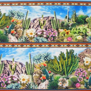 Sonora Desert Stripe Fabric-by the yard & 1/2 yard-Cactus Southwestern Landscape-Cotton-TImeless Treasures