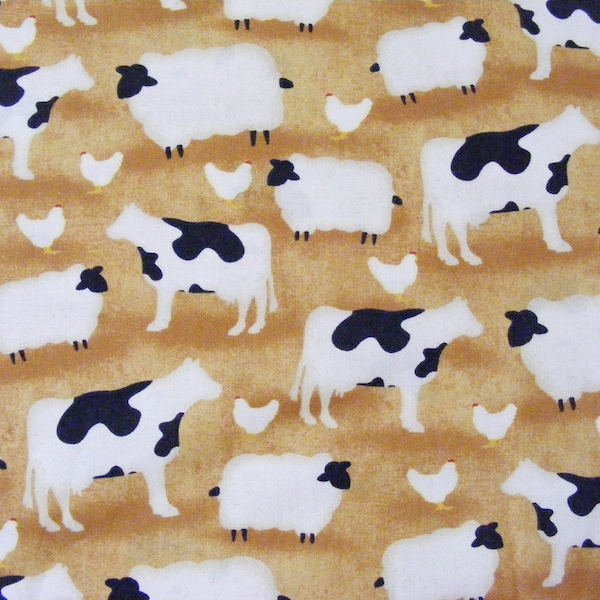 The Way Home fabric-by the yard-Wilmington Prints-cotton-cows-sheep-chickens-Farm animals