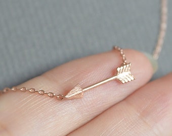 Arrow necklace, Rose gold, Silver, Gold, Bridesmaid jewelry, Everyday necklace, Wedding necklace, Minimal, Simple, Small, Gift,