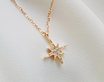 Collier étoile du Nord super scintillante, collier Polaris, étoile polaire, meilleures amies, cadeau de demoiselle d'honneur, porte-bonheur, collier de mariage, pour elle