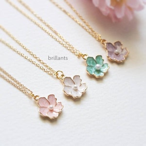 Custom Cherry blossom necklace, Flower girl necklace, Sakura necklace, Flower girl gift, Bridesmaid gift, Wedding necklace, for her, Letter