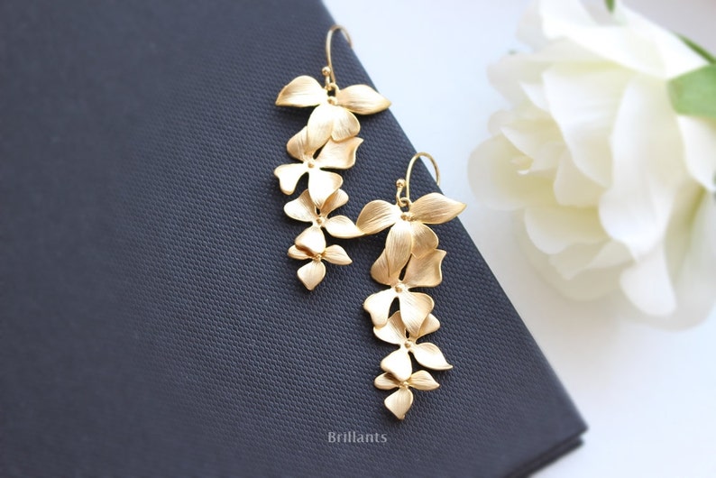 Orchid Flower Earrings Bridesmaid Earrings Wedding Earrings Etsy