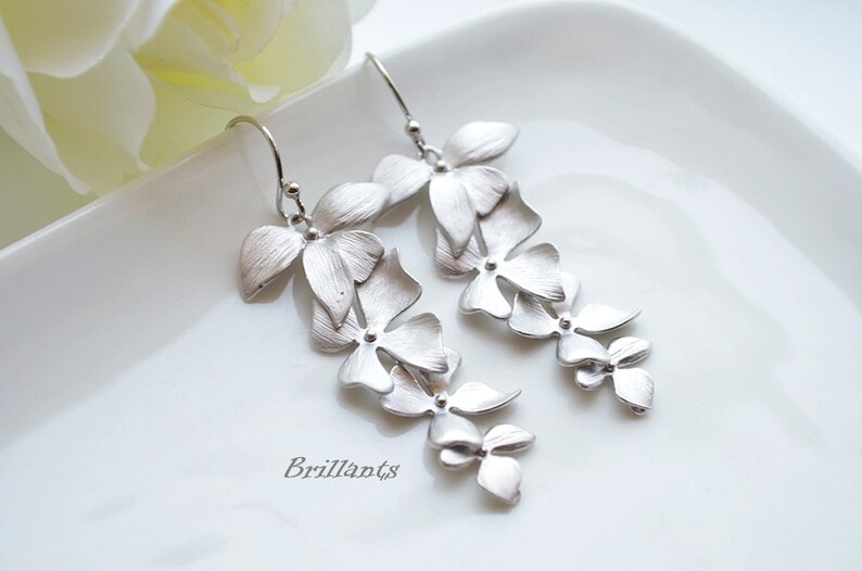 Orchid Flower Earrings Bridesmaid Earrings Wedding Earrings Etsy