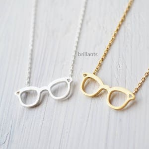 Glasses pendant necklace, Glasses necklace, Everyday necklace, Wedding necklace, Mothers day gift, Bridesmaid necklace, Minimal necklace image 1