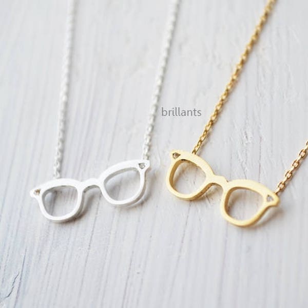 Glasses pendant necklace, Glasses necklace, Everyday necklace, Wedding necklace, Mothers day gift, Bridesmaid necklace, Minimal necklace