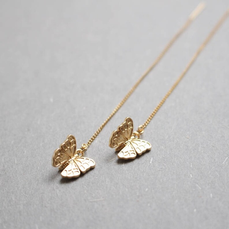 Butterfly Threader Earrings Long Earrings Bridesmaid Gift Etsy