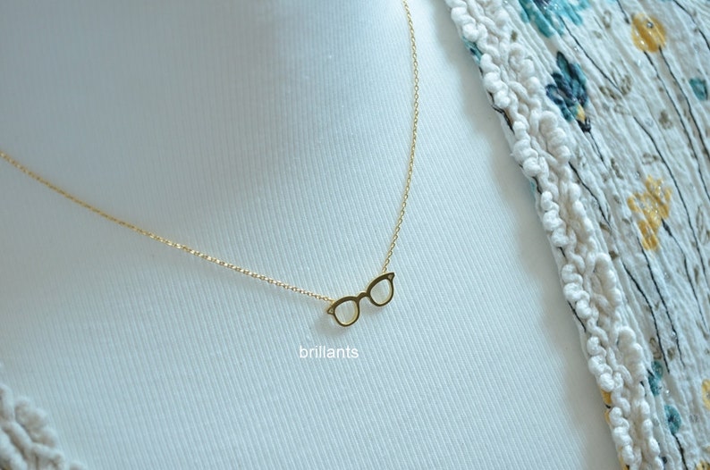 Glasses Pendant Necklace Glasses Necklace Everyday Necklace Etsy