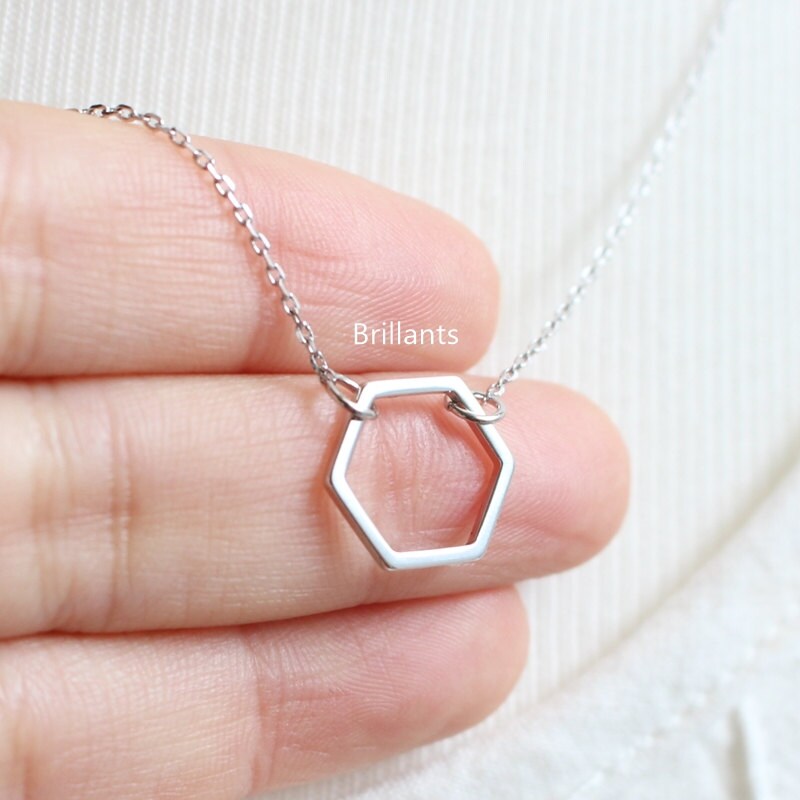 Hexagon Necklace Geometric Necklace Necklace Etsy