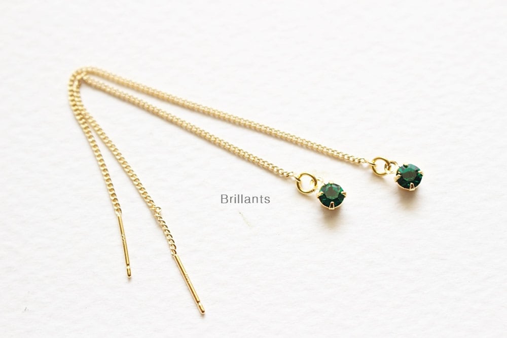 Green - Zeba Handmade Thread & Stone Work Earrings 08 main image 1