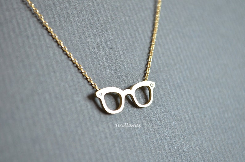 Glasses pendant necklace, Glasses necklace, Everyday necklace, Wedding necklace, Mothers day gift, Bridesmaid necklace, Minimal necklace image 3