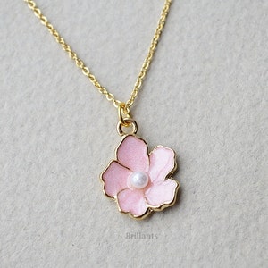 Collier personnalisé fleurs de cerisier, Sakura, fleur rose, collier de mariage, cadeau de demoiselle d'honneur, collier de perles, cadeau pour elle, cadeau de demoiselle d'honneur image 4