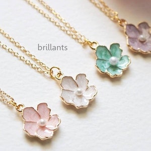 Collier personnalisé fleurs de cerisier, Sakura, fleur rose, collier de mariage, cadeau de demoiselle d'honneur, collier de perles, cadeau pour elle, cadeau de demoiselle d'honneur image 3