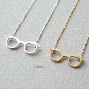 Glasses pendant necklace, Glasses necklace, Everyday necklace, Wedding necklace, Mothers day gift, Bridesmaid necklace, Minimal necklace image 2