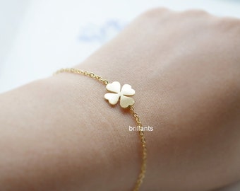 Four leaf clover bracelet, Lucky charm, Flower girl gift, Bridesmaid jewelry, Wedding bracelet, Bridesmaid gift, Gift for her, Mothers day