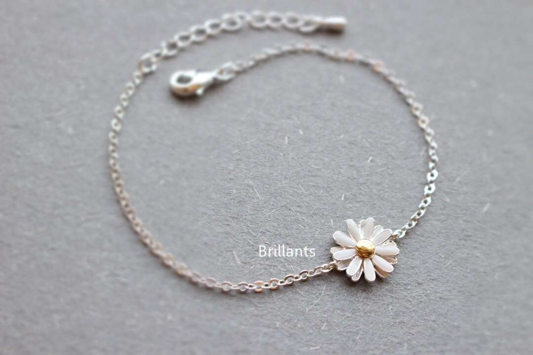 Daisy Flower Bracelet Flower Girl Gift Wedding Bracelet Etsy