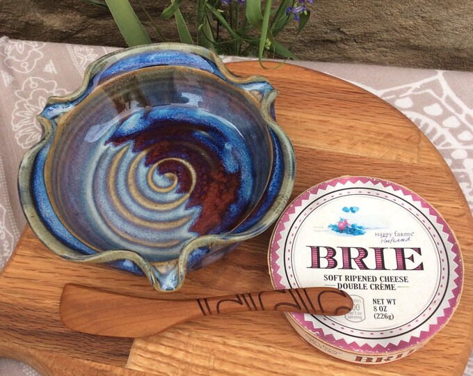 Brie Cheese Baker Pottery, Mini Pie Plate, Handmade Sonoma Sunset