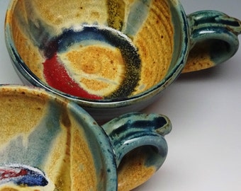 1 Soup Bowl, Blue bowl, Blue mug, Soup Mug, Soup Bowl,  Ayers Pottery, Pottery Bowl, Handmade Pottery, Stoneware Bowl