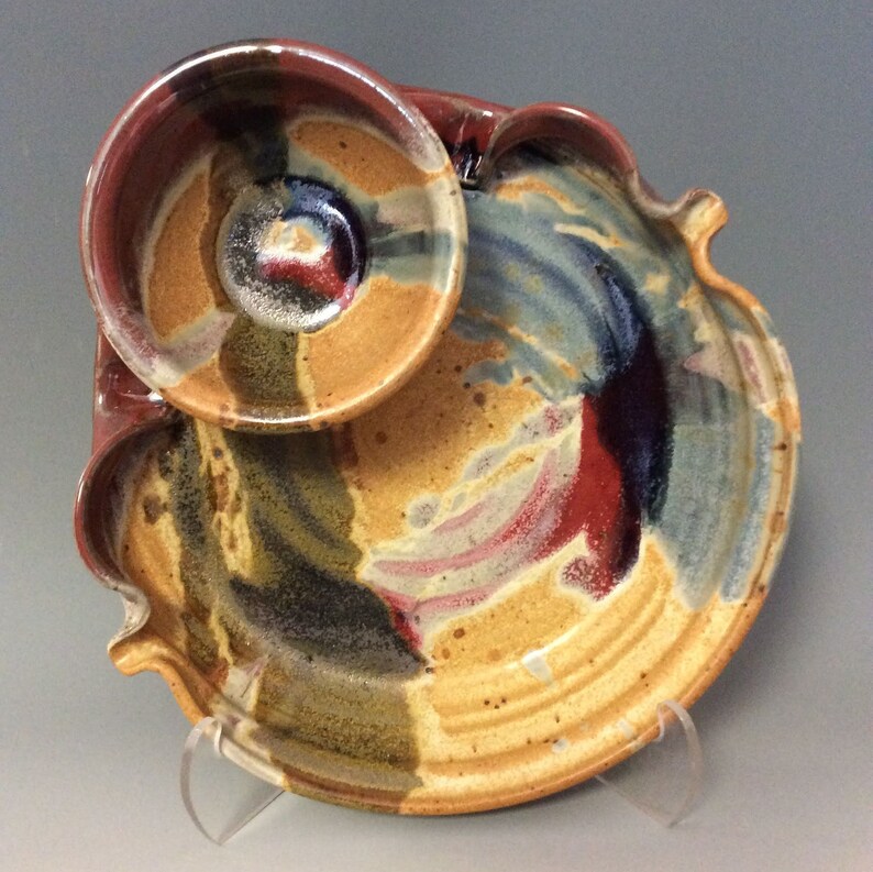 Stoneware Chip Dip Pottery Chip and Dip Ayers Pottery Red Etsy