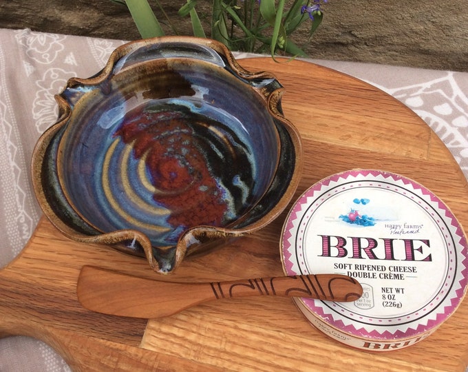 Brie Cheese Baker Pottery, Mini Pie Plate, Handmade Fugi Dawn, Cheese