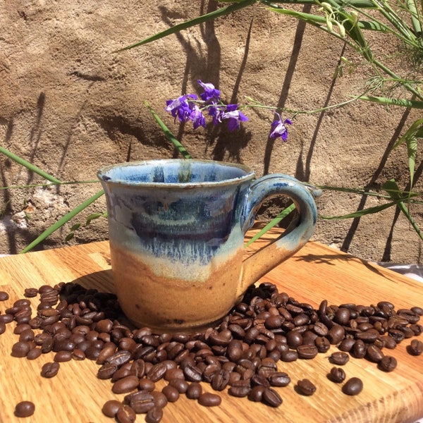 1 Mug Blue Splash, Coffee Mug, Tea Cup, Handmade Mug, Pottery Mug, Ayers Pottery