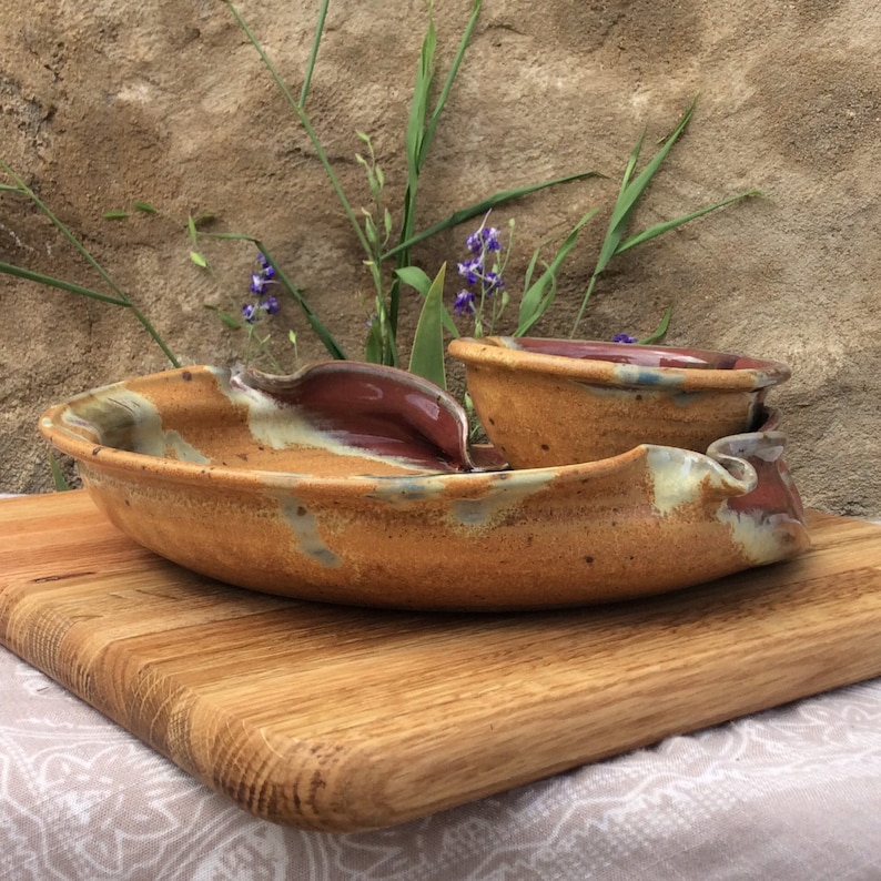 Stoneware Chip Dip Pottery Chip and Dip Ayers Pottery Red Etsy