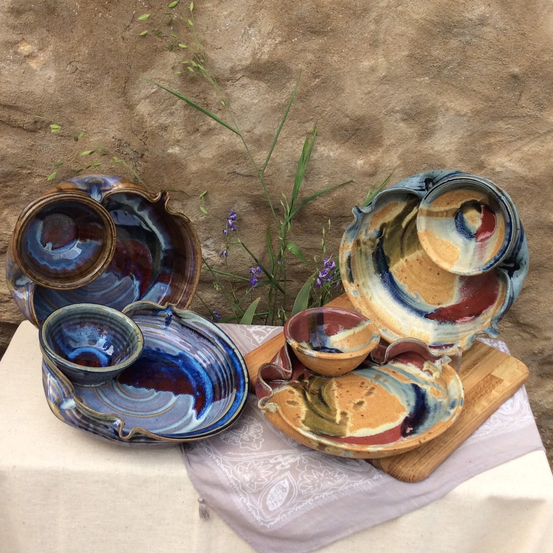 Ayers Pottery Chip and Dip Bowl: Stoneware Serving Dish