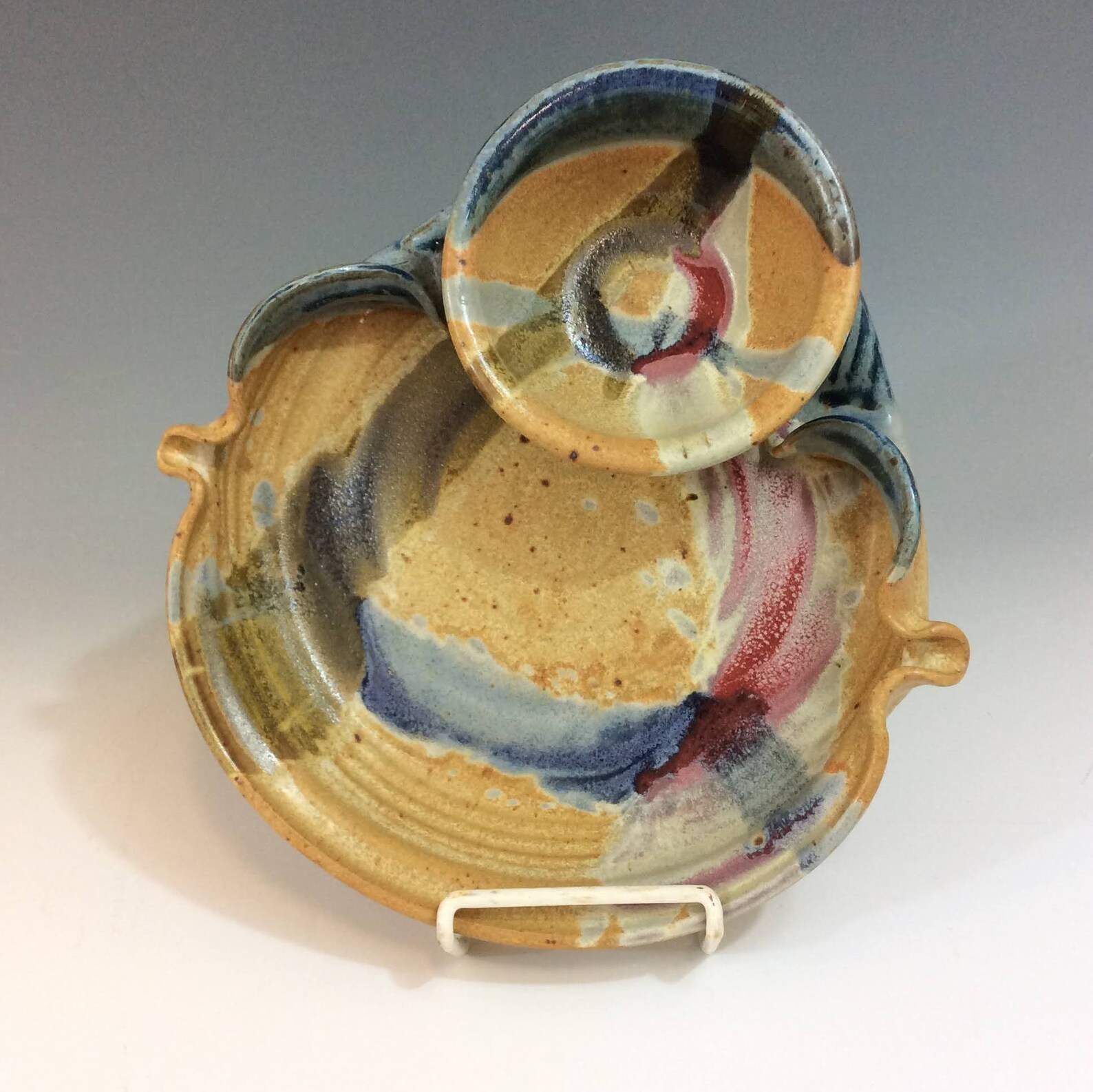 Stoneware Chip Dip Pottery Chip and Dip Ayers Pottery Blue Etsy