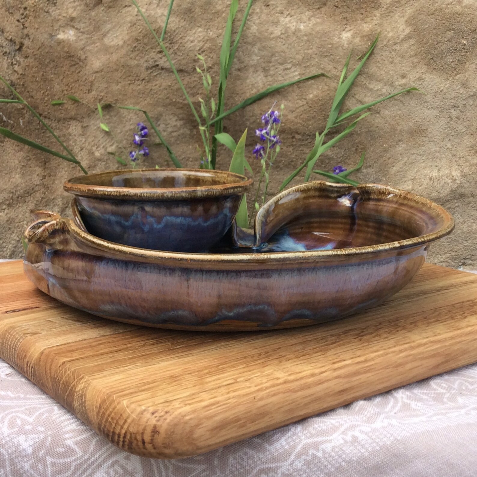 Stoneware Chip Dip Pottery Chip and Dip Ayers Pottery Fuji Etsy