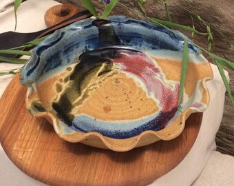 Pottery Pie Plate Blue Splash, 9" Pie Plate, Pie Plate, Pie dish, Ayers Pottery, Pie Baker, Deep Dish Pie Plate,Quiche Baker, Christmas Gift