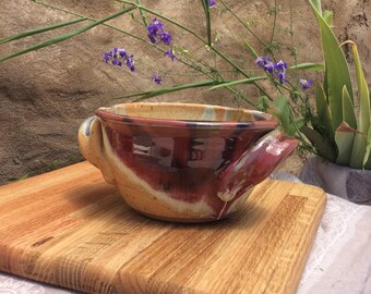 Bread Baker, Ayers Pottery, Loaf Pan, Christmas Gift, Bread Bowl, Red Splash