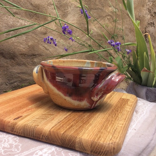 Bread Baker, Ayers Pottery, Loaf Pan, 1 lb Bread, Bread Bowl, Red Splash