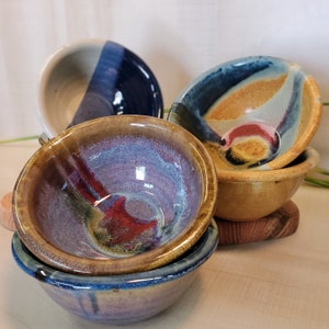 Ayers Pottery Lil&#39; Bowl - Set of Two, Six Glaze Options. Little Bowl, Baby Bowl, Small Bowl, Soup Cup, Dip Bowl, Red/Blue/Brown/Purple Bowl.