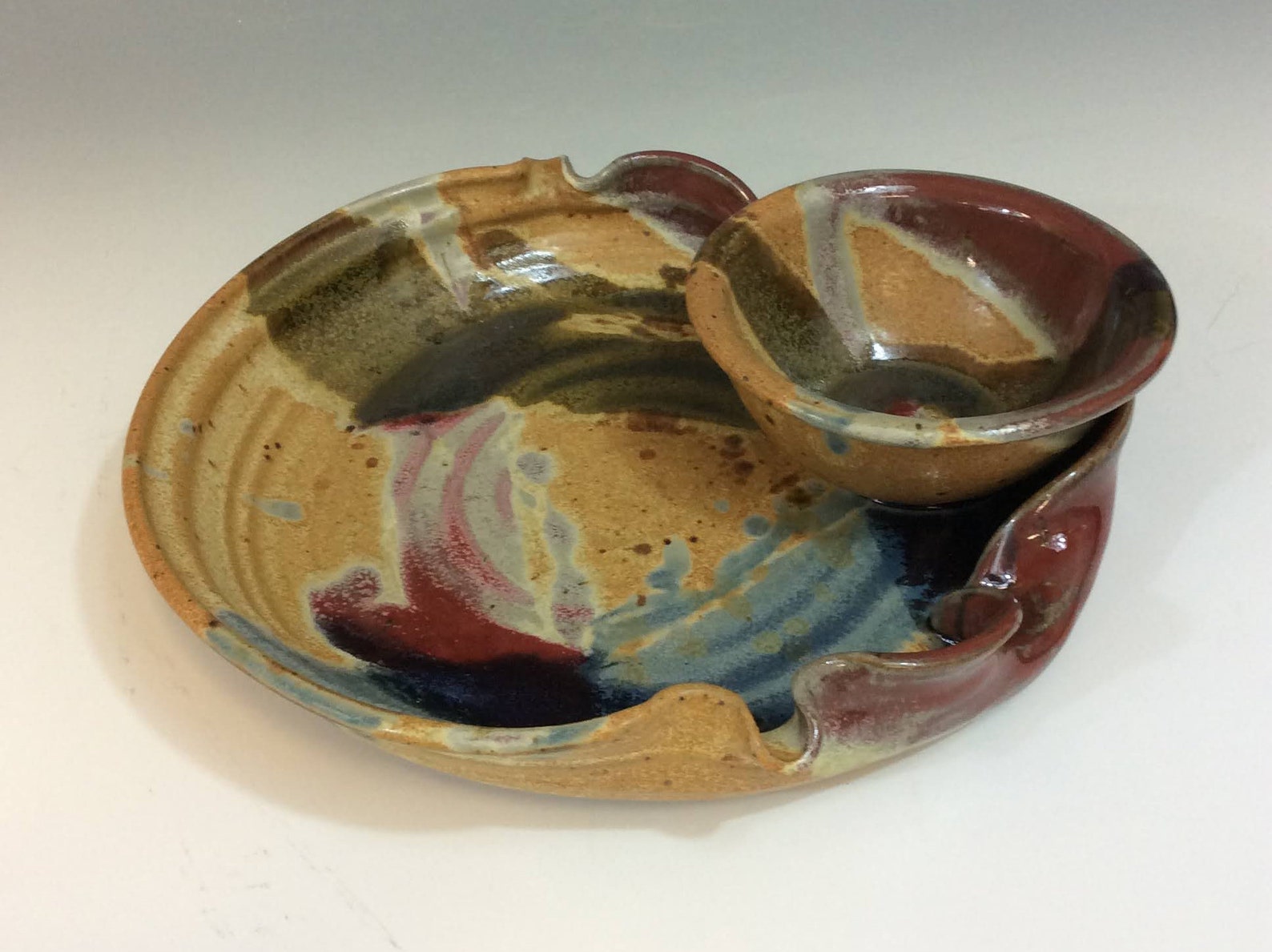 Stoneware Chip Dip Pottery Chip and Dip Ayers Pottery Red Etsy