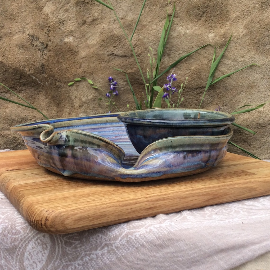 Stoneware Chip Dip Pottery Chip and Dip Ayers Pottery Etsy