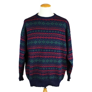 Vintage 1990’s Polarn & Pyret Sweden Wool Beautiful Design Winter Ski Christmas Holiday Style Pullover Crewneck Sweater Unisex Adult Size XL