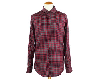 Y2K D&G Quality Designer Versatile Style Iconic Punk Plaid Vintage Quality Oxford Button Down Long Sleeve Cotton Shirt Unisex Adult Large