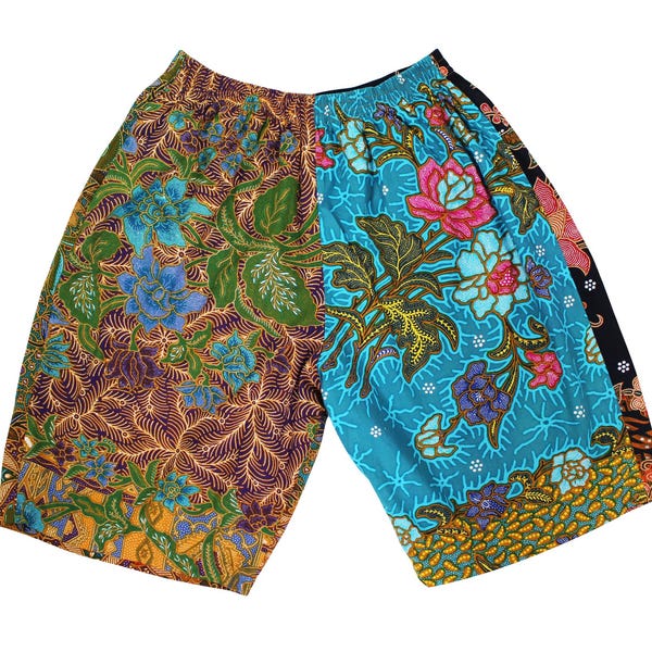 Blue And Red Floral Sugar Skull Men's Shorts