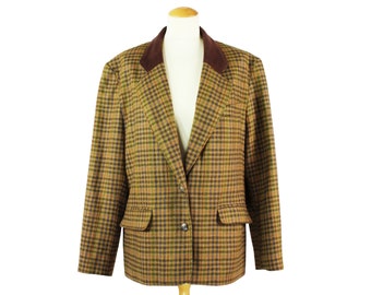 Vintage 1980's Plaid Blazer Coat Exquisite Earth Tone Folk Boho Formal Versatile Warm High Quality Jacket Unisex Adult Size Medium / Large