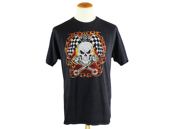 Vintage 1990's Skull & Crossbones Fire T-Shirt Ic… - image 1