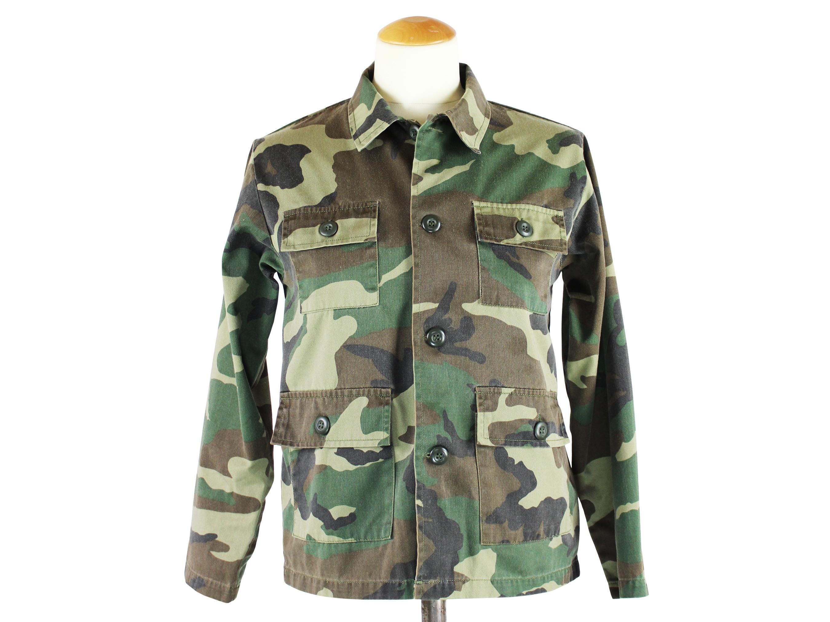 US Army BDU Woodland Camo Combat Shirt Jacket Size Small X