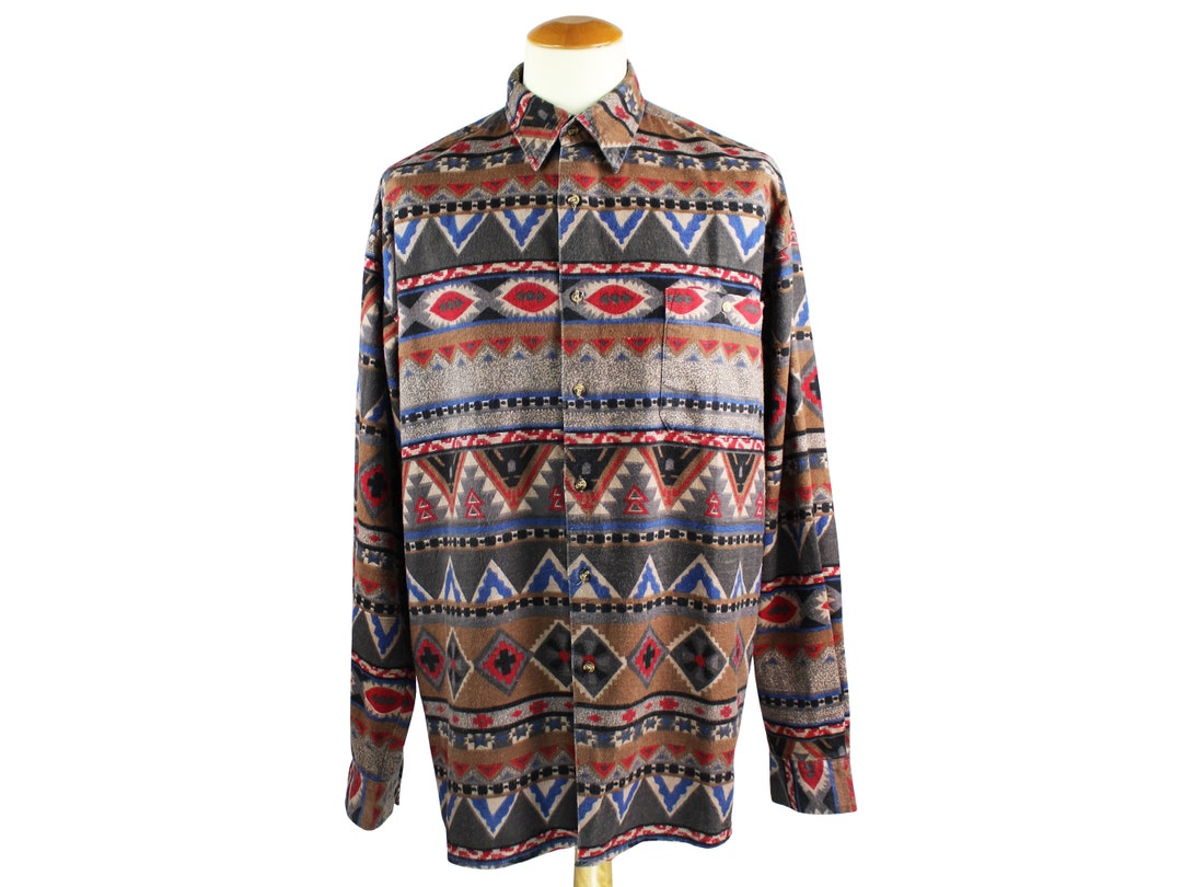 70s~80'S Richman Brothers Richman BROTHERS Long Sleeve Poly Shirt Box Shirt Men's L Size Vintage polyester brown type Vintage Second Hand