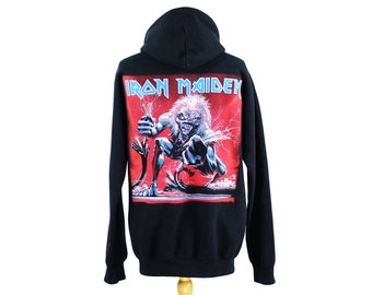 Vintage 1993 Iron Maiden Band Hooded Sweatshirt Official A Real Live One Album Art Legendary Heavy Metal Top Unisex Adult Size Small/Medium