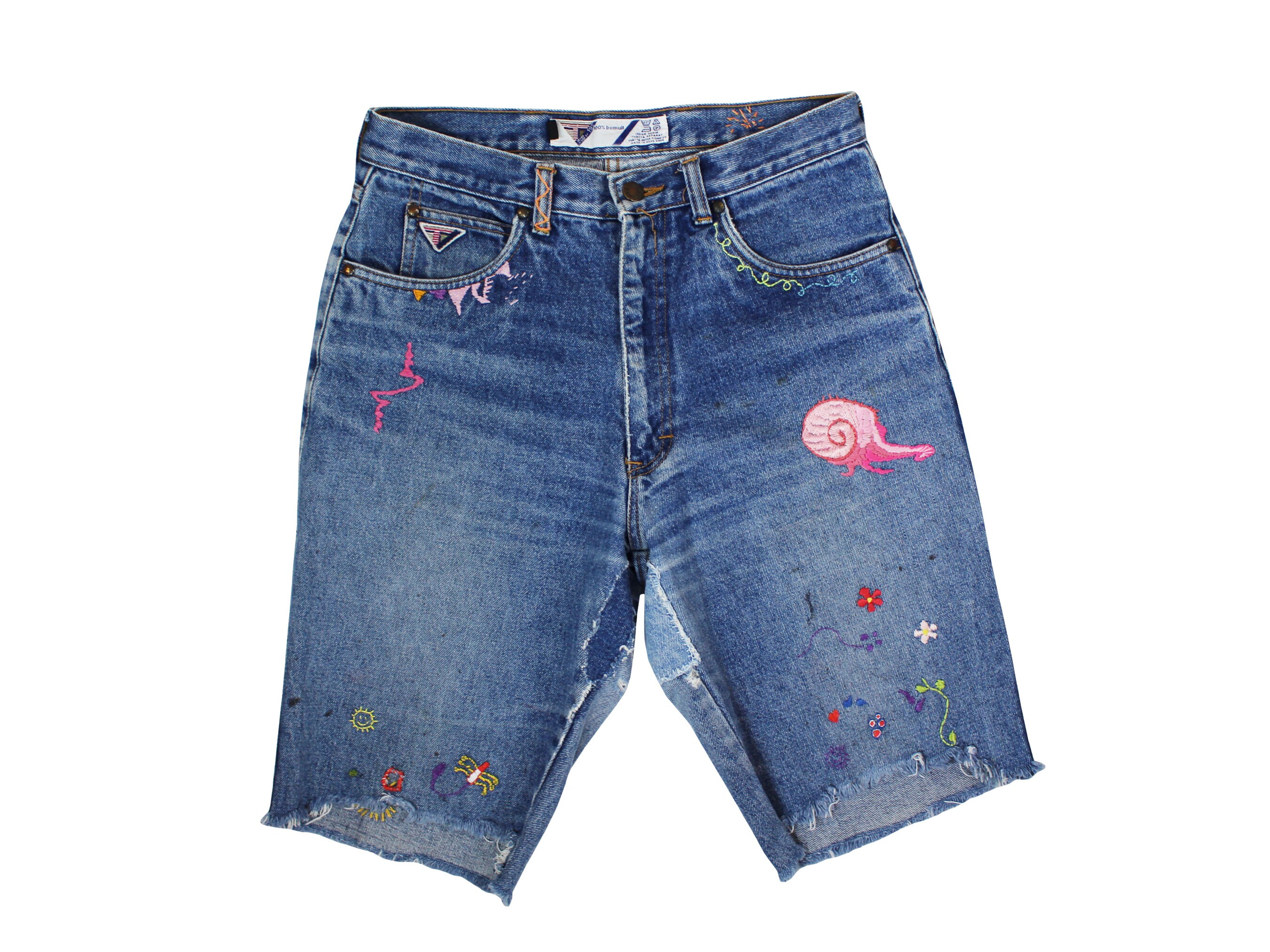 AMIRI ART PATCH PAINTED DENIM SHORTS 31（Amiri short jeans