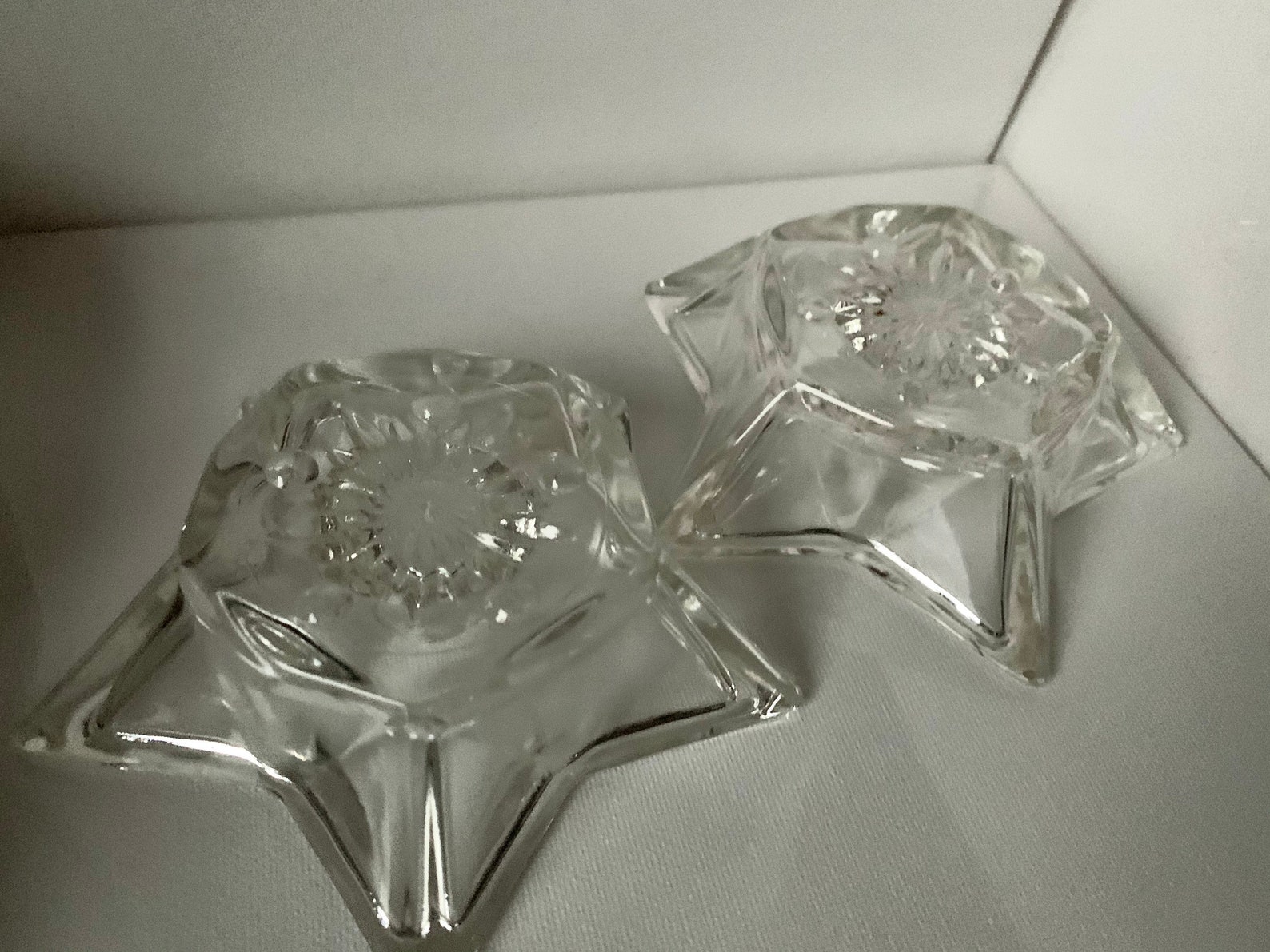 Pair of Vintage Glass Star Shaped Taper Candle Holders Etsy