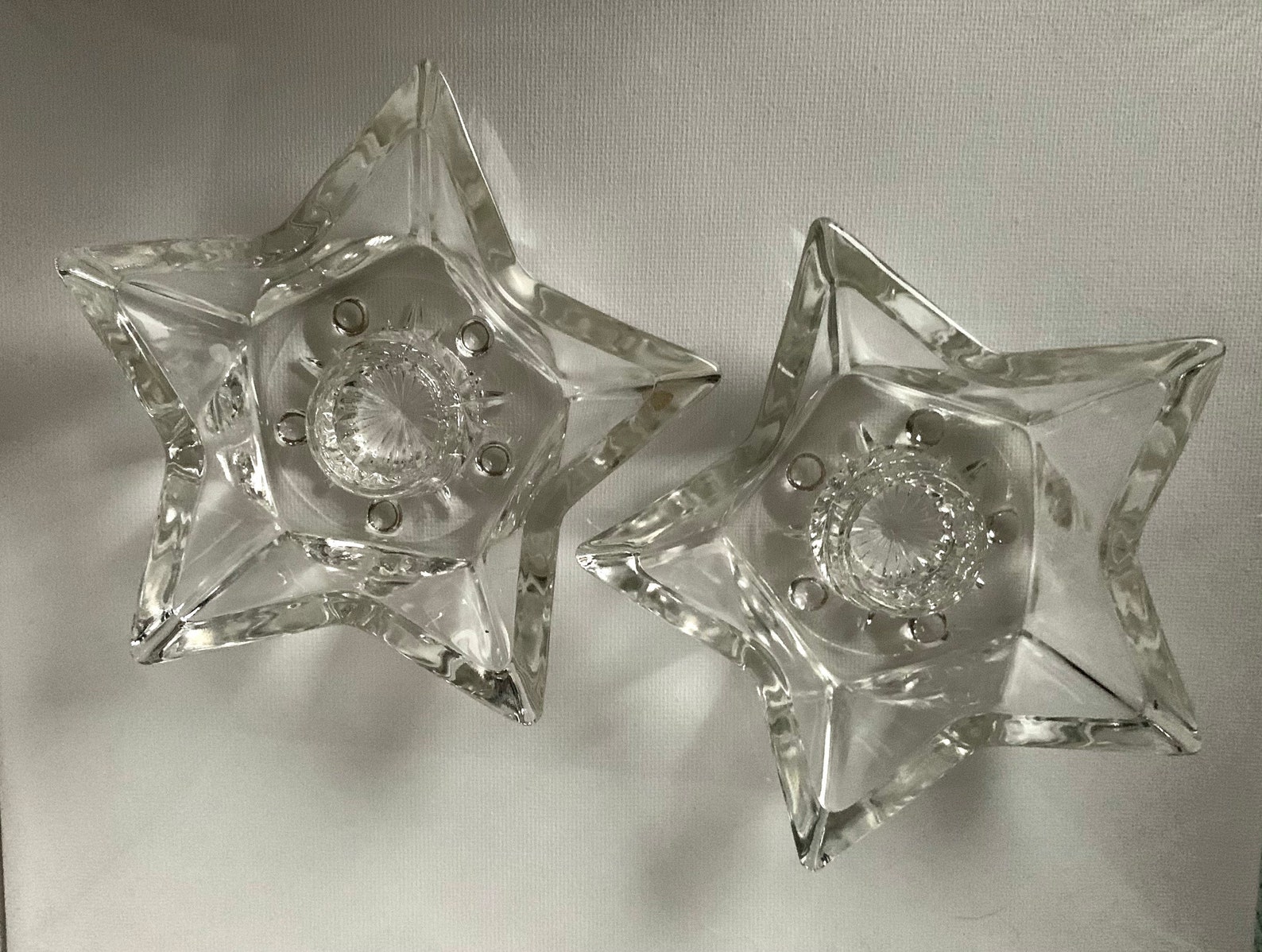 Pair of Vintage Glass Star Shaped Taper Candle Holders Etsy