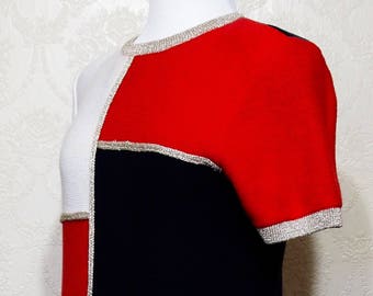 Retro vintage BLOOMINGDALES COLOR BLOCK dress Size Small